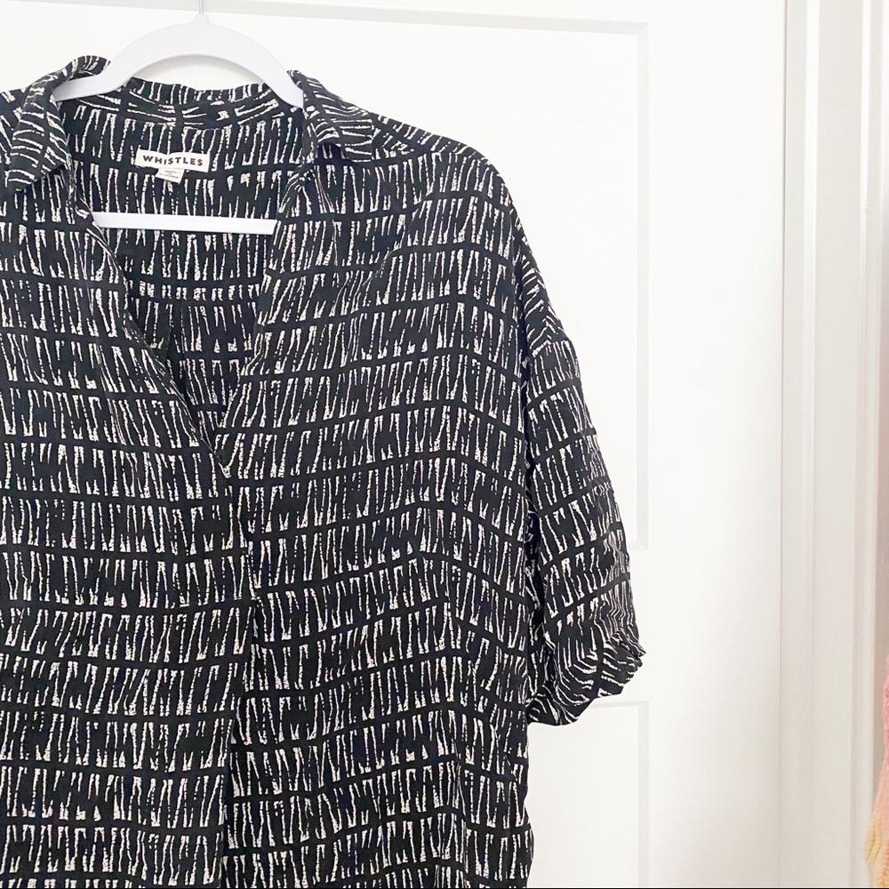 Whistles Abstract Print Sahara Cocoon Crepe Dress Black Size Small - Picture 5 of 10